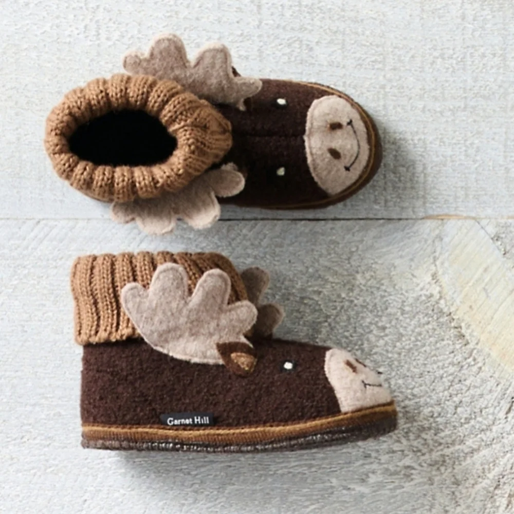 Garnet Hill Haflinger Kids Boiled Wool Slipper Boots - Moose - Size 11